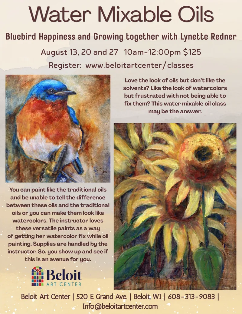 Water Mixable Oils Class - Aug 13, 20, 27 - 10am-Noon